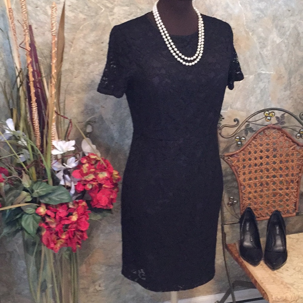 Liz Claiborne little black lace dress